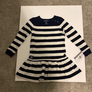 Girls size 3/3T Navy Blue striped dress